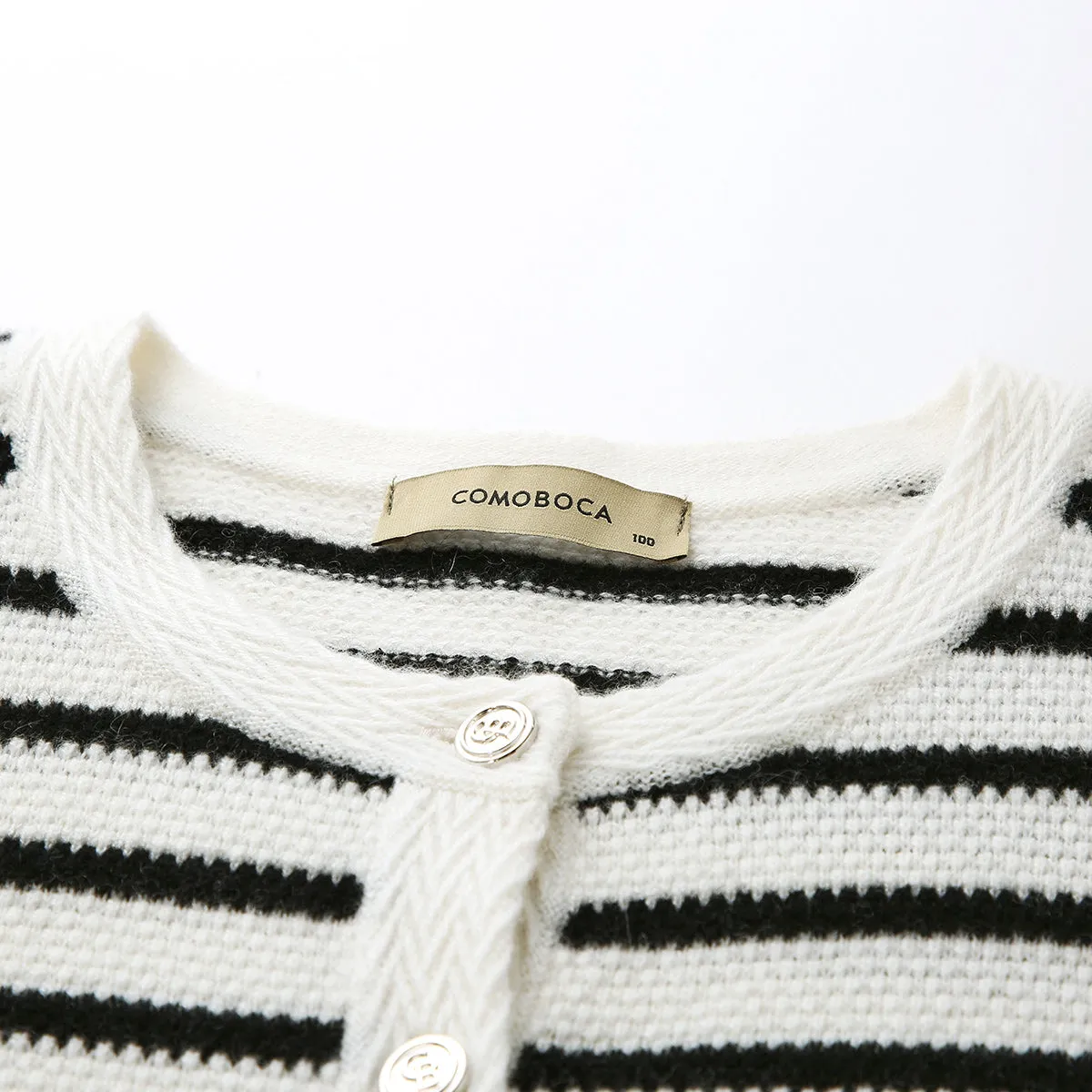 100% Cashmere Striped Button-Up Cardigan