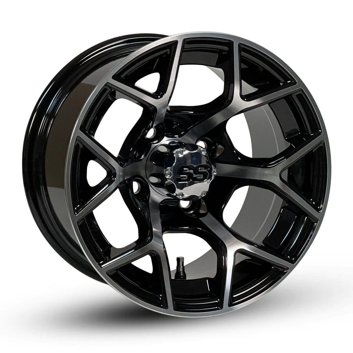 12" Rally Black/Machined Golf Cart Wheels and All Terrain Tires Combo - Set of 4