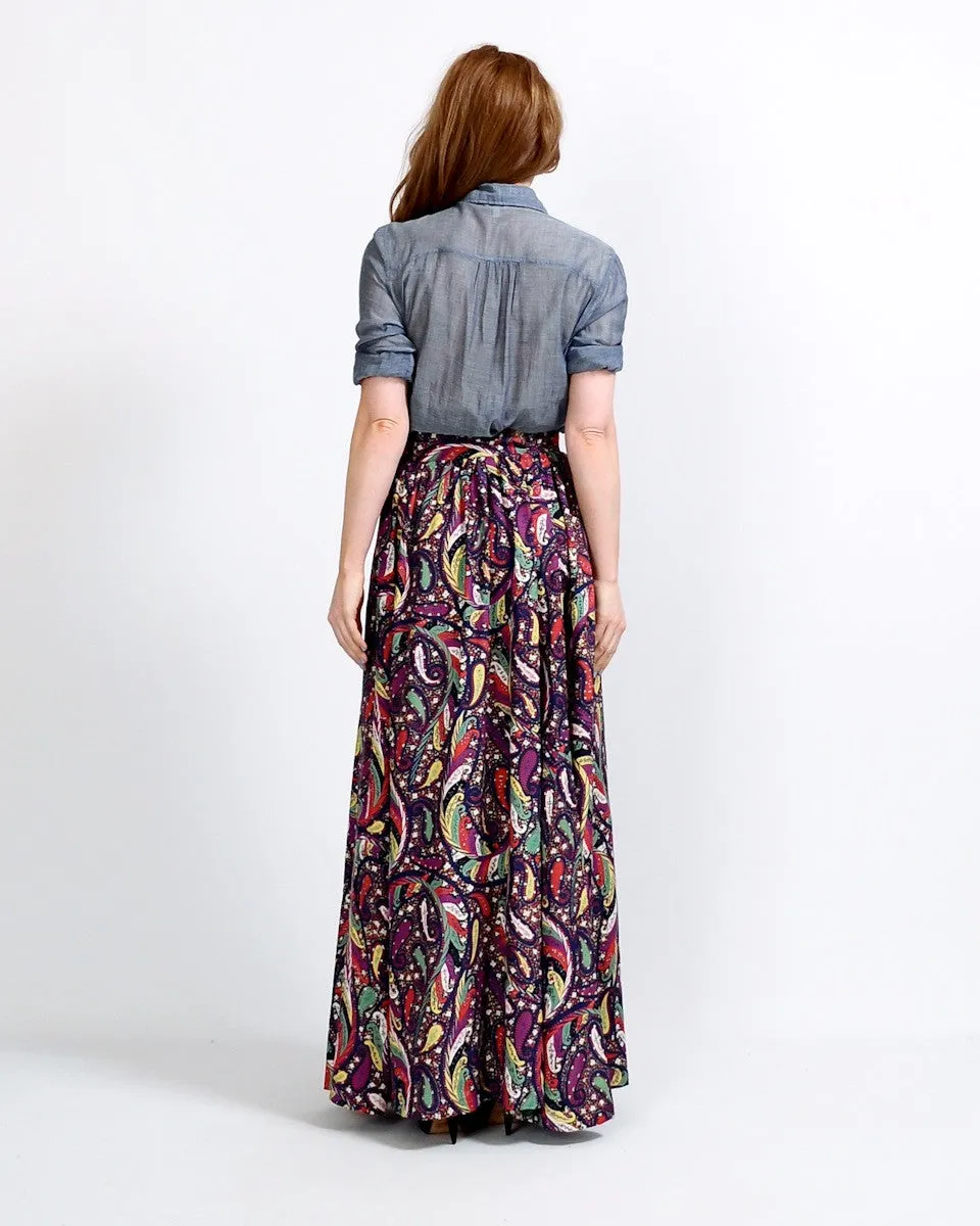 1940s Rayon Paisley Maxi Skirt