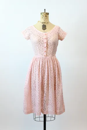 1950s BABY PINK cotton lace dress xs | new spring summer