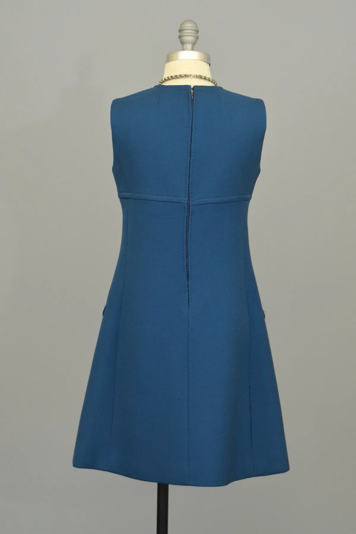 1960s A-Line Mod Blue Vintage Mini Dress