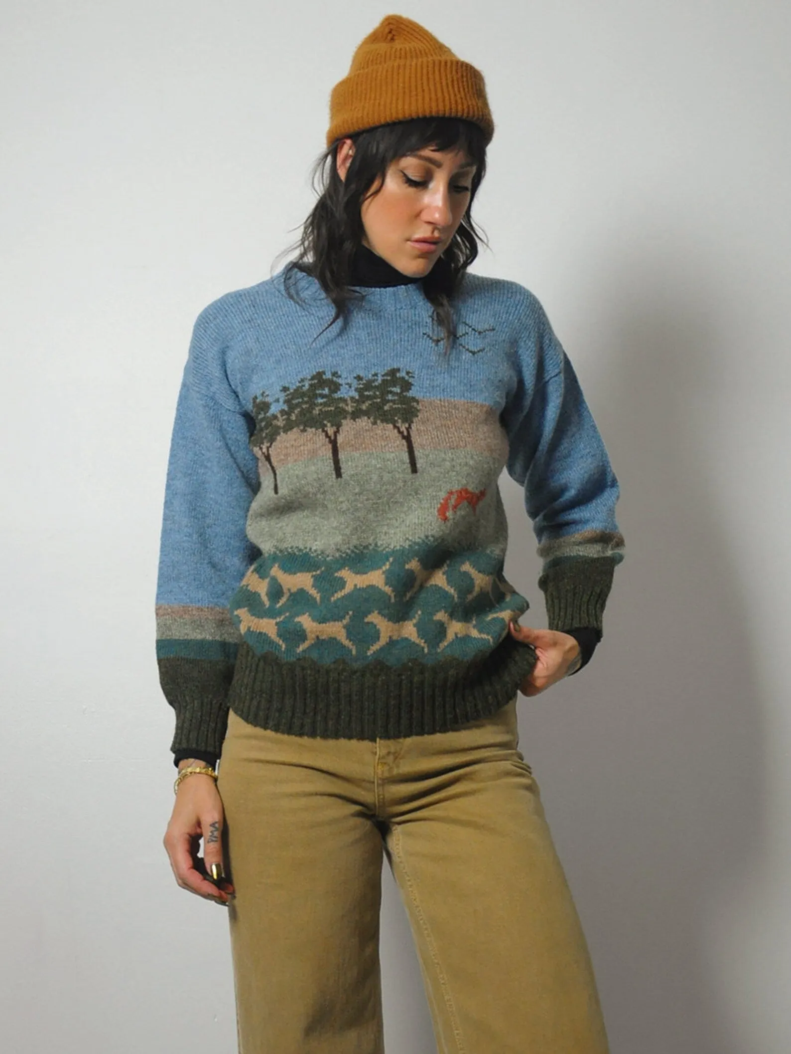 1970's Fox Hunt Wool Sweater