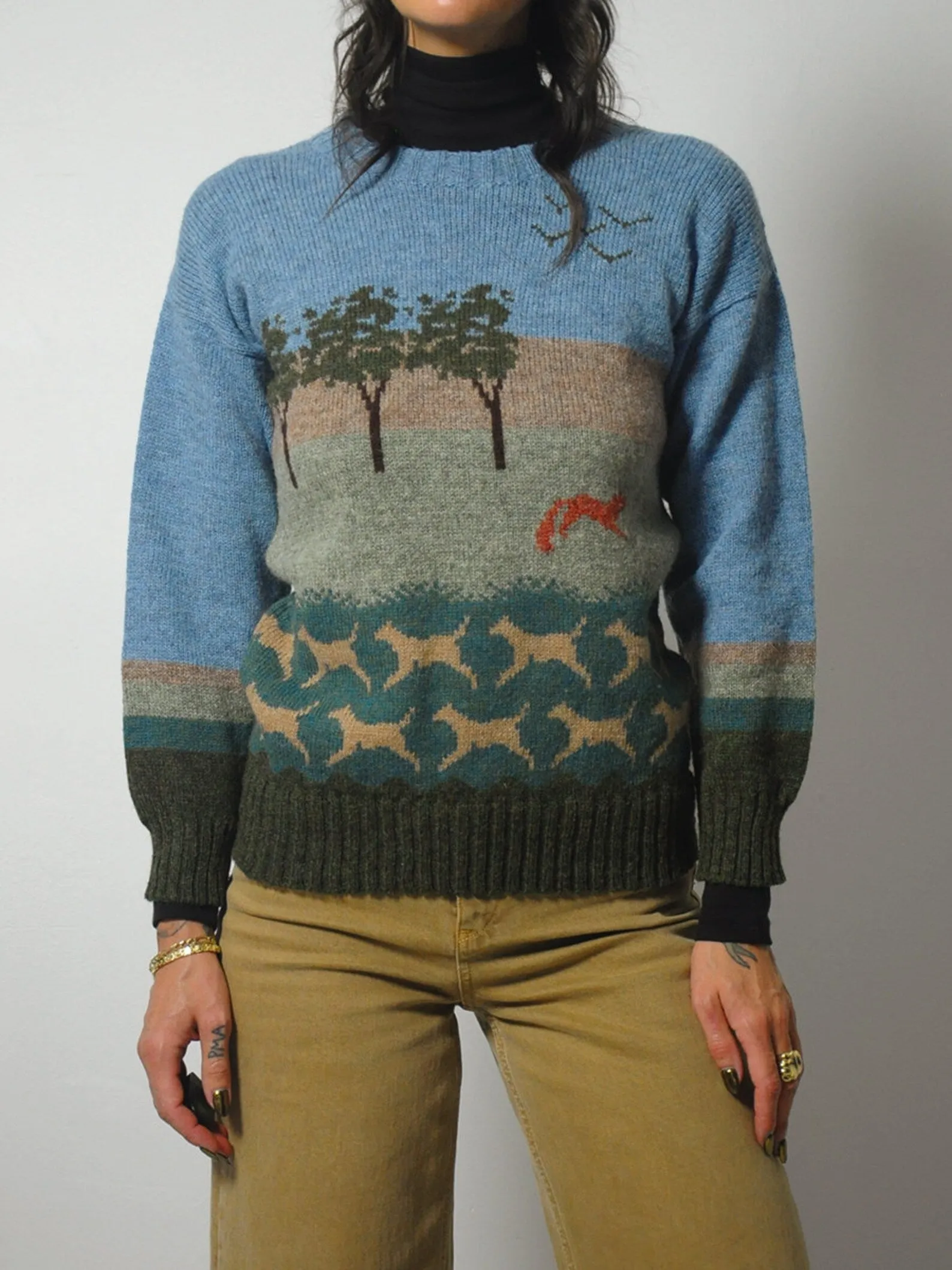 1970's Fox Hunt Wool Sweater