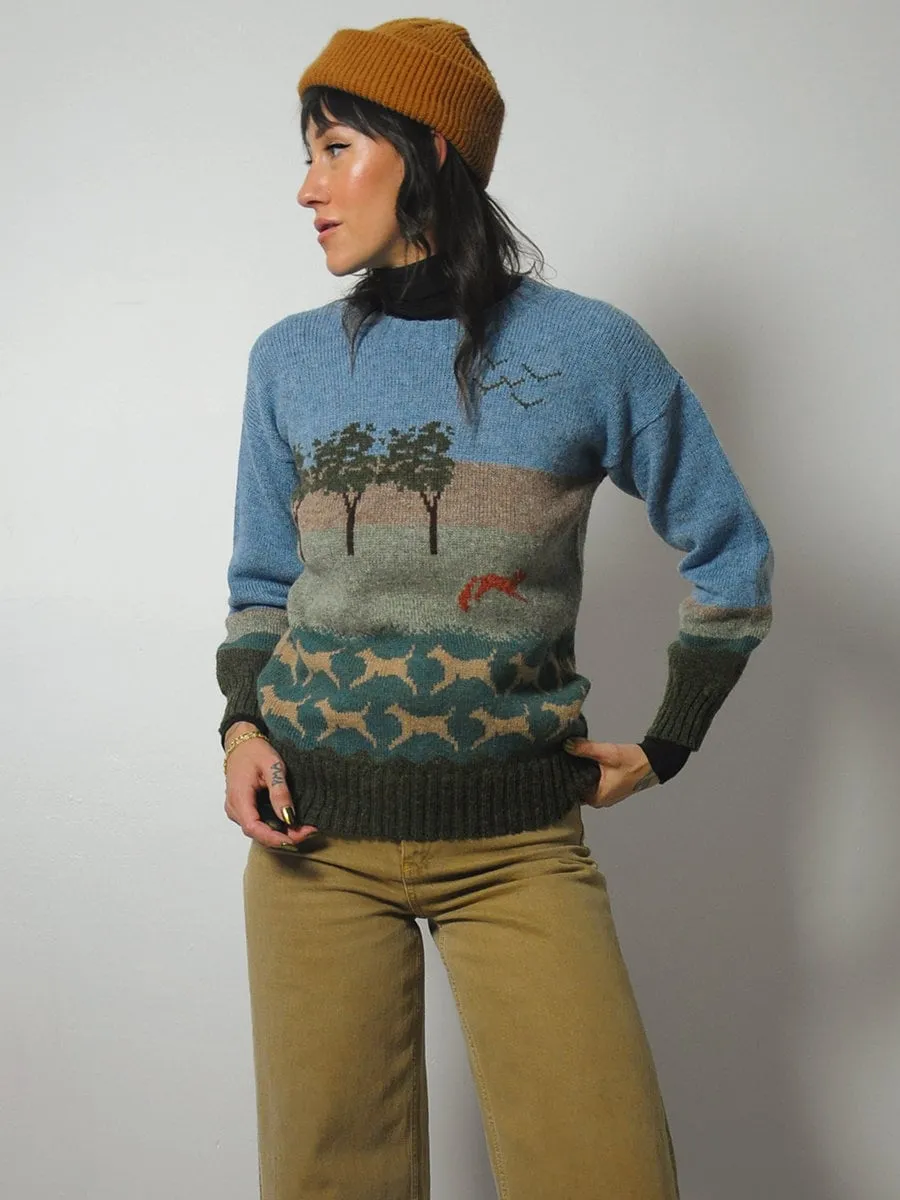 1970's Fox Hunt Wool Sweater