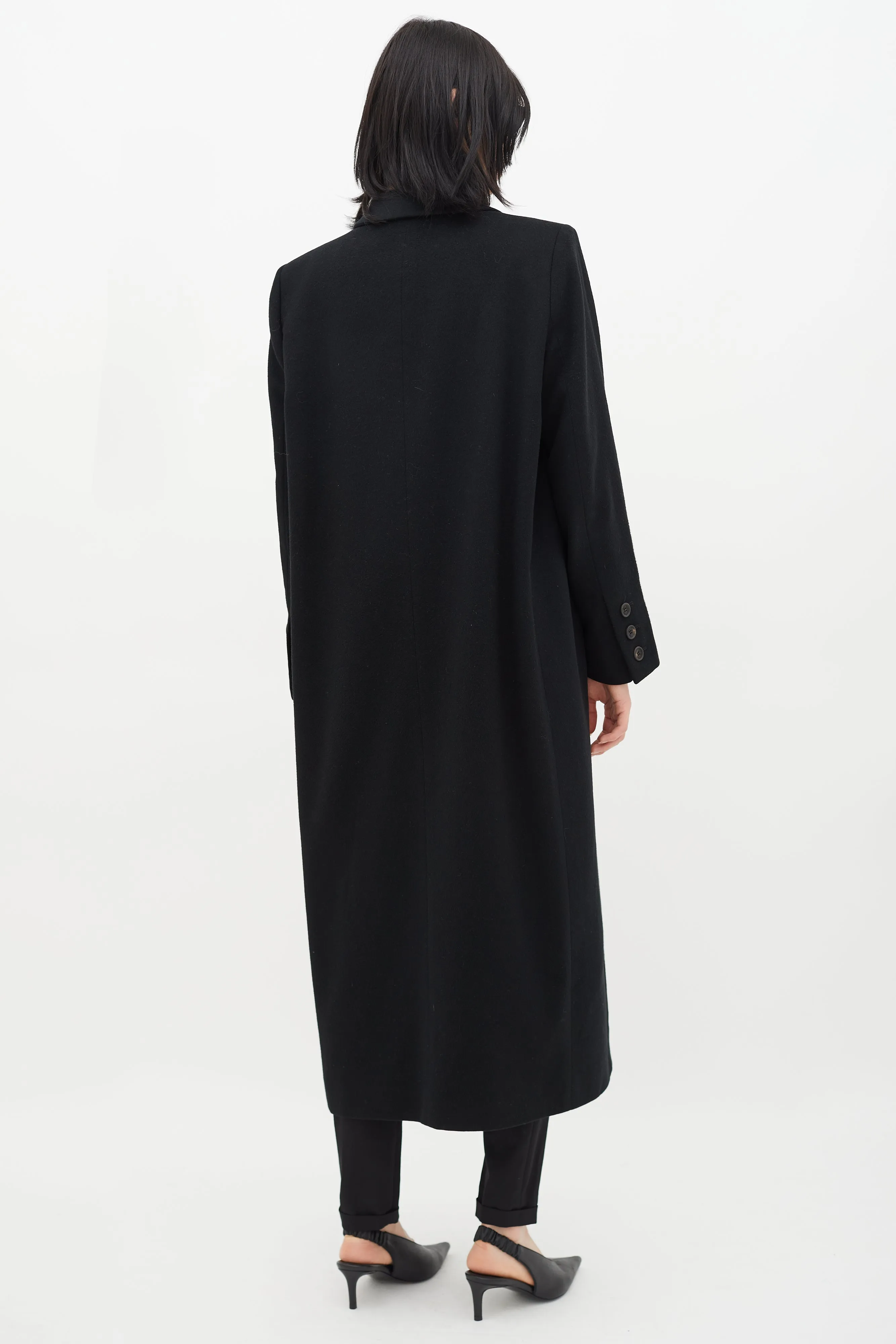 1990s Black Wool Long Coat