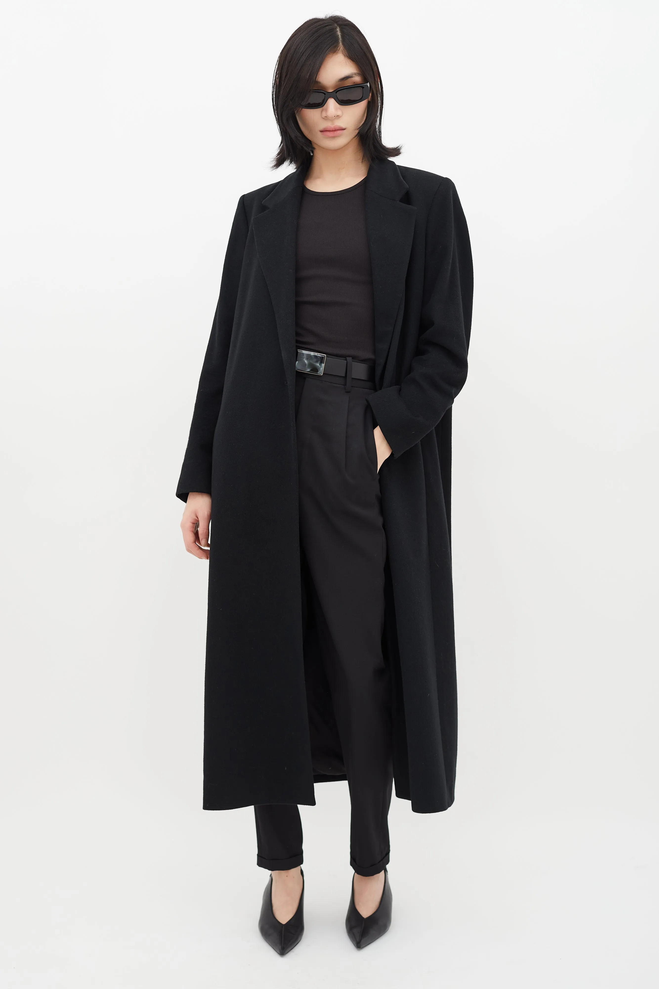 1990s Black Wool Long Coat