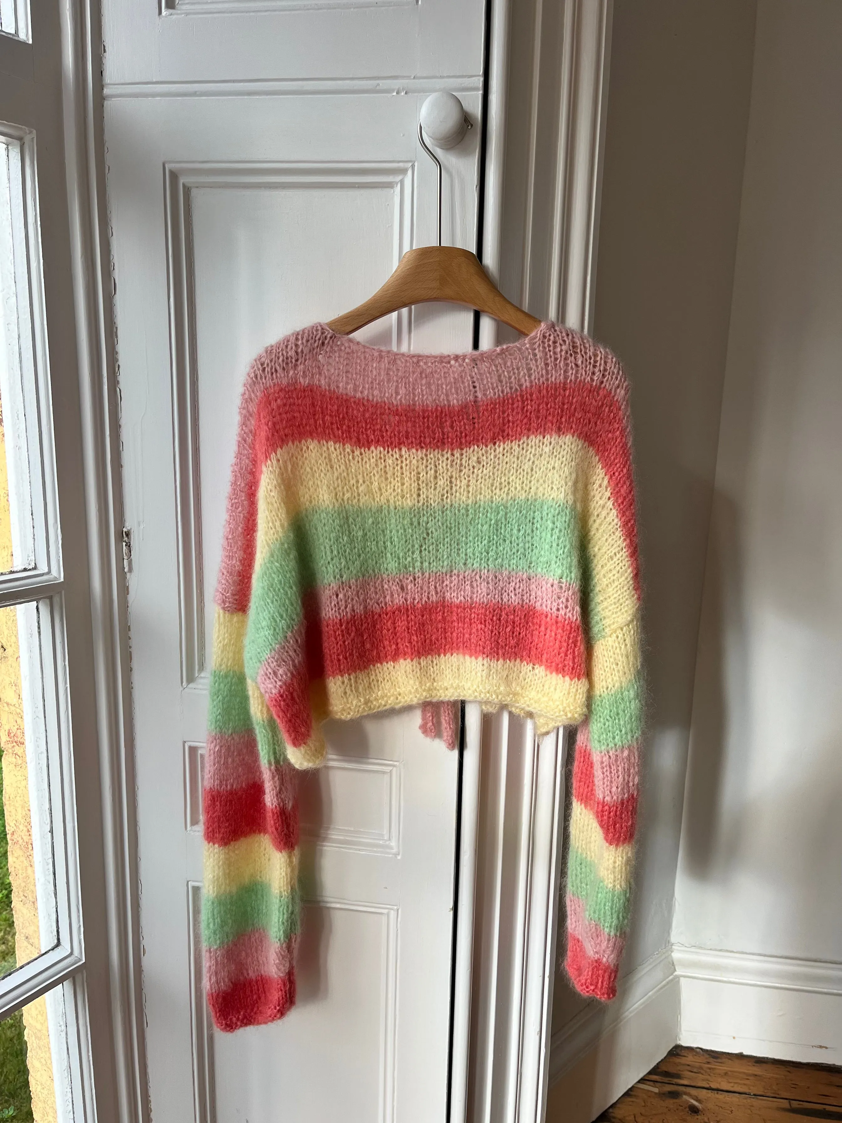 1of3 Fluffy Mohair Stripe Knit Cardigan (Sample)