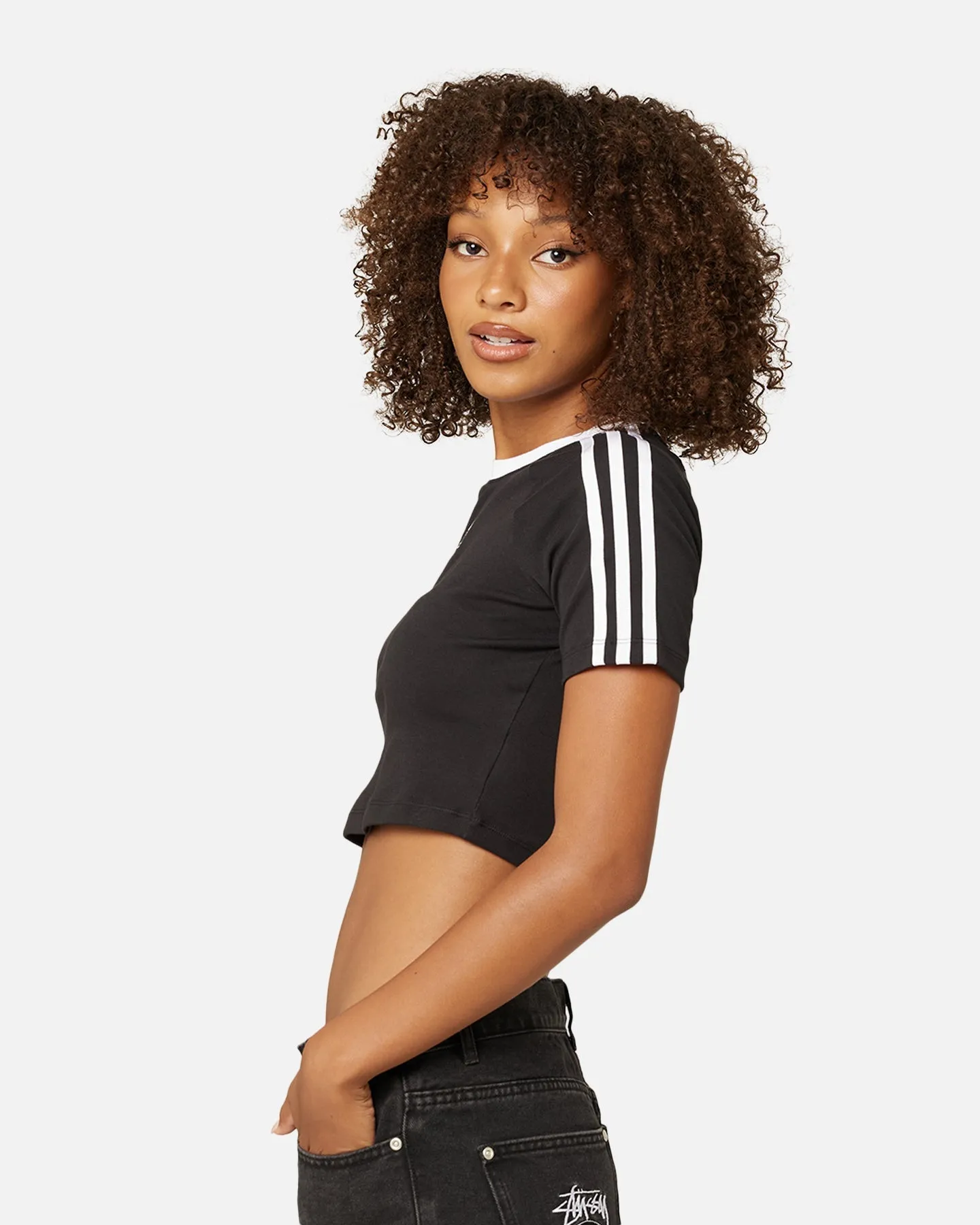 Adidas Women's 3-Stripes Baby T-Shirt Black