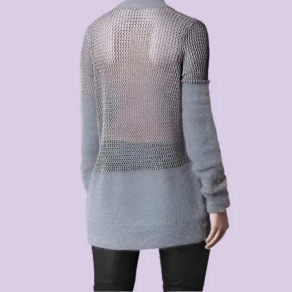 All Saints Grey Angora Mesh Minako Cardigan