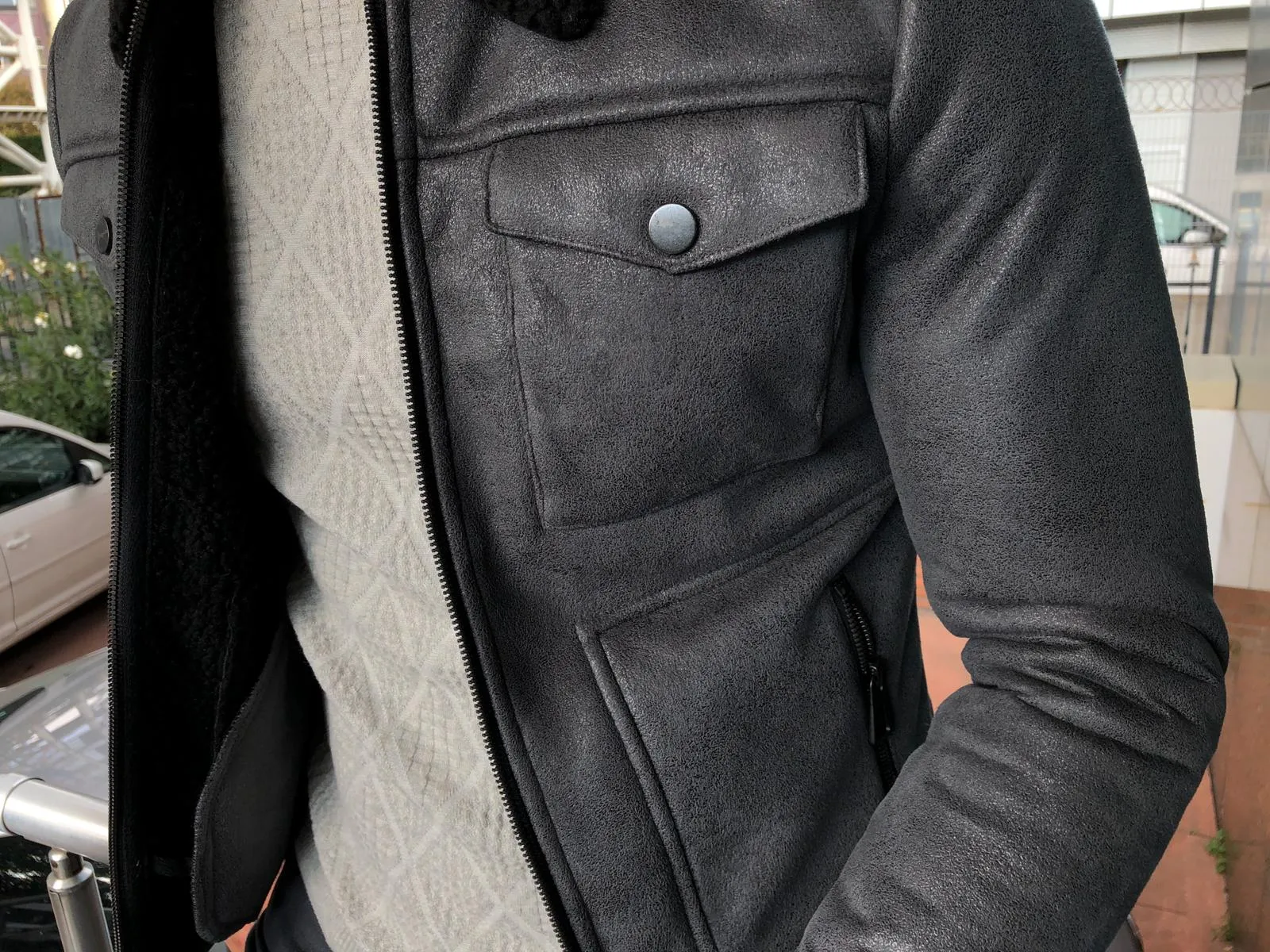 Alonso Leather Coat Gray