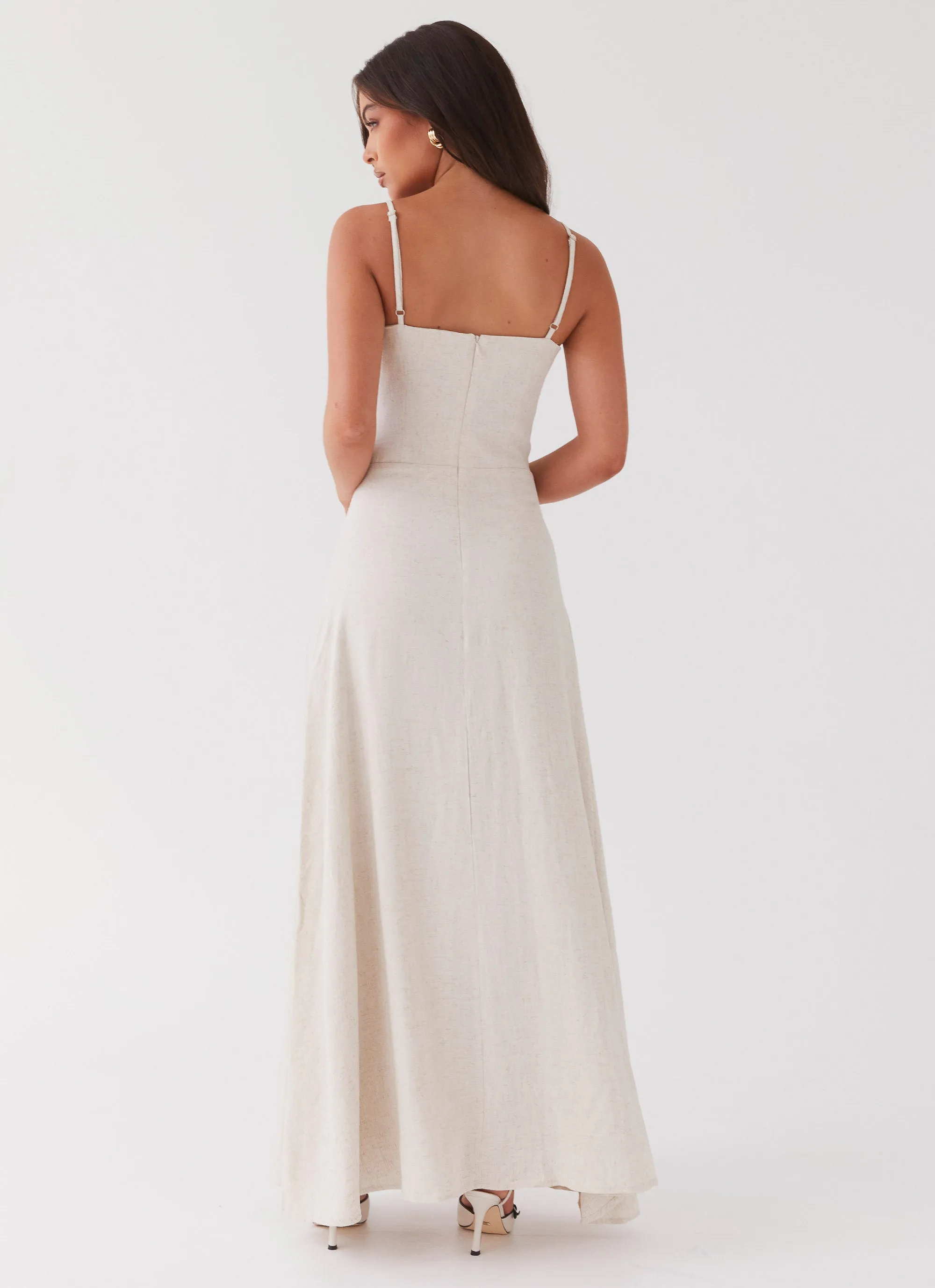 Angelina Linen Maxi Dress - Oatmeal