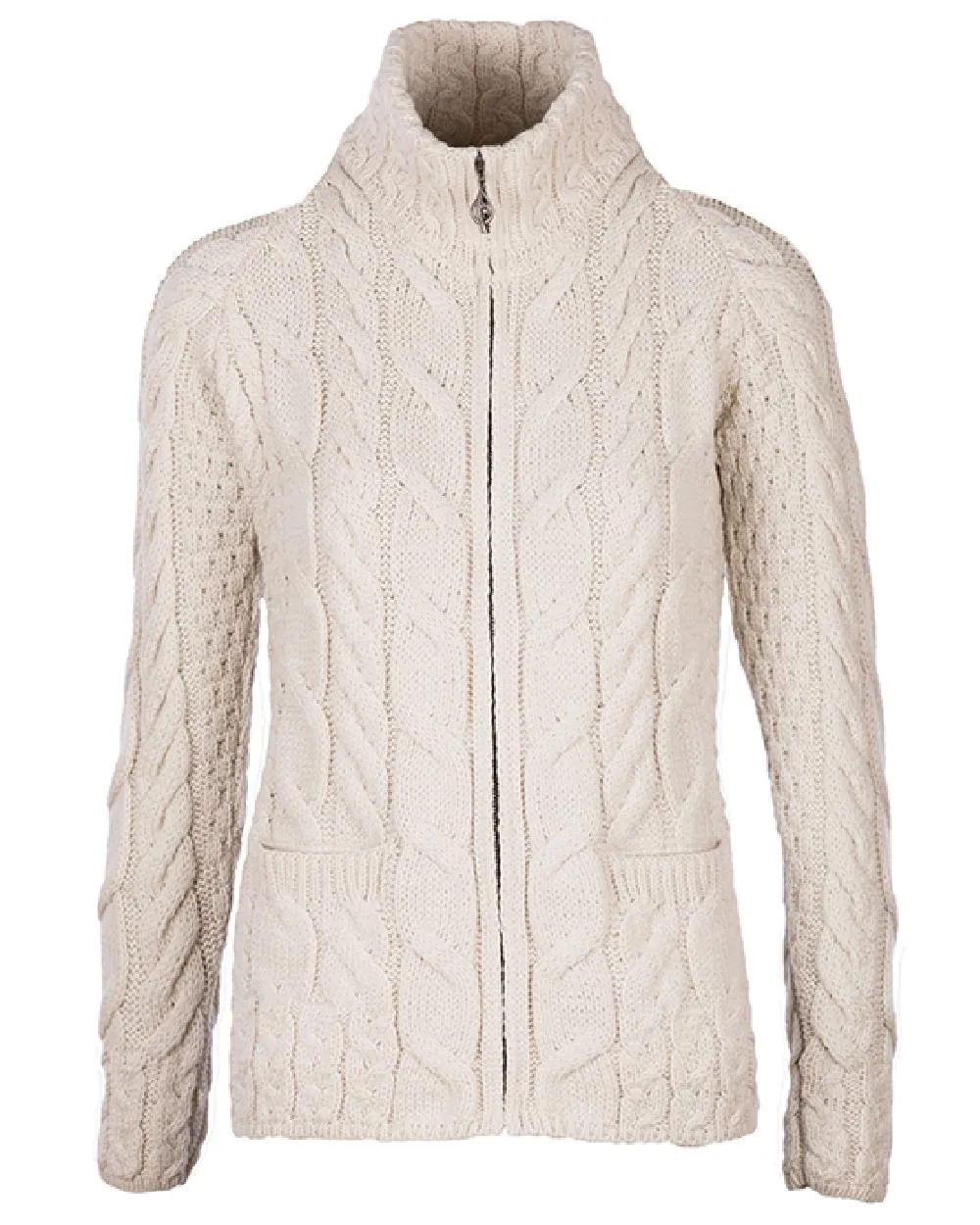 Aran Merino Wool Full Zip Cardigan