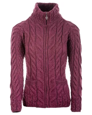 Aran Merino Wool Full Zip Cardigan