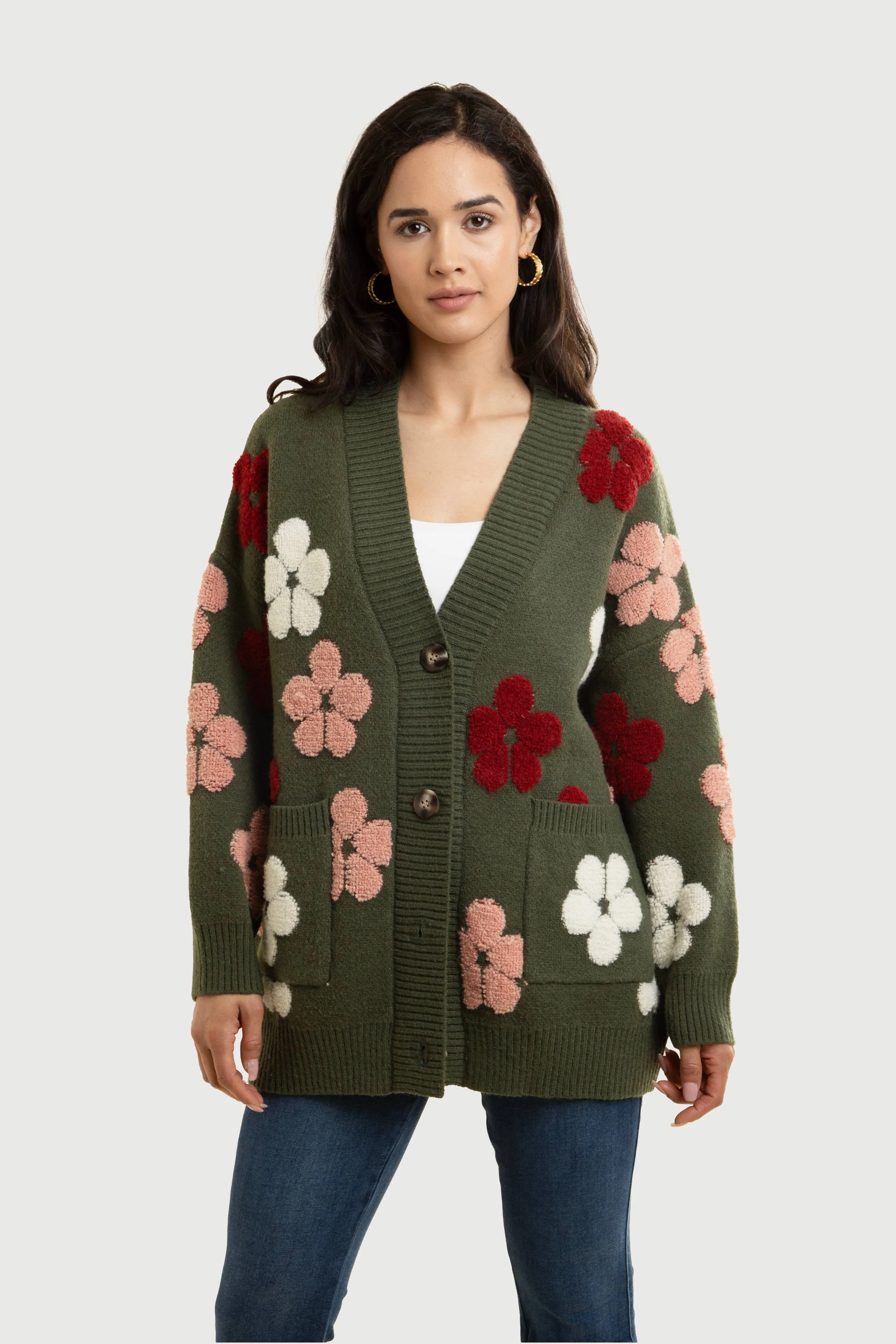 Autumn  Floral Knit Cardigan