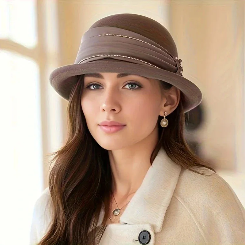 Autumn Winter French Wool Felt Top Sun Hat