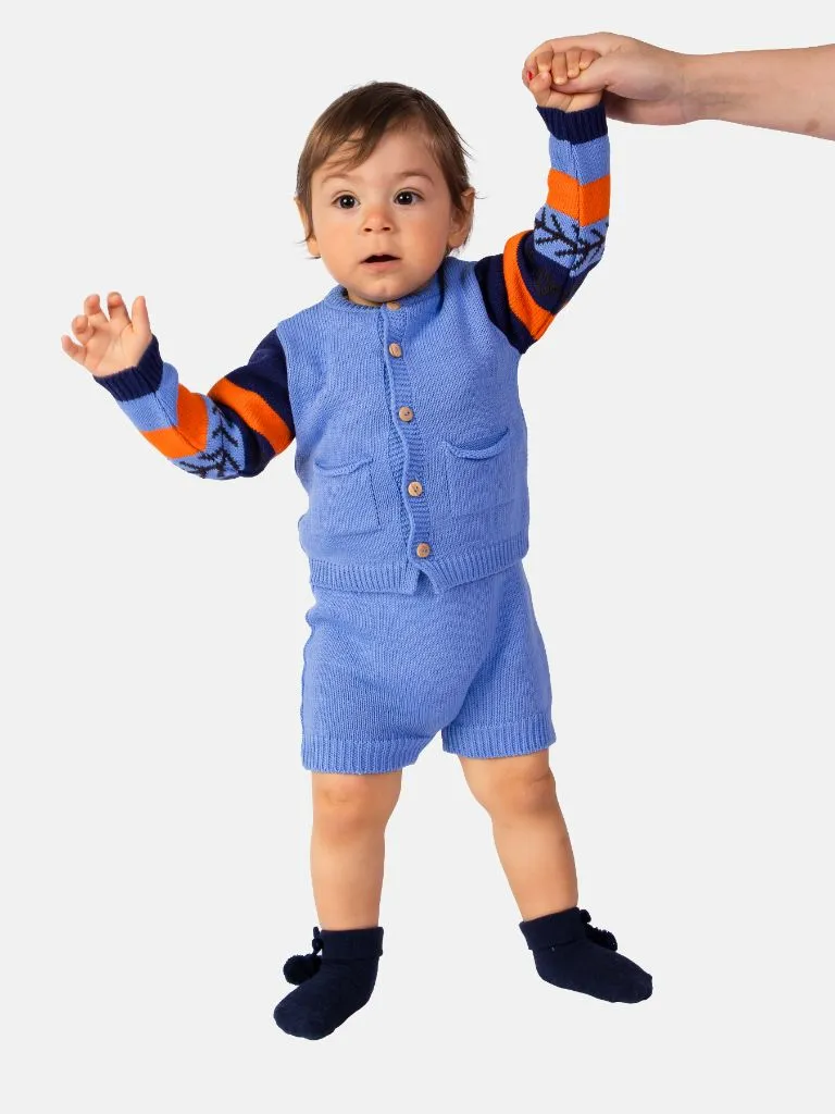 Baby Boy Marco Collection 2-piece Spanish Knitted Set-Police Blue