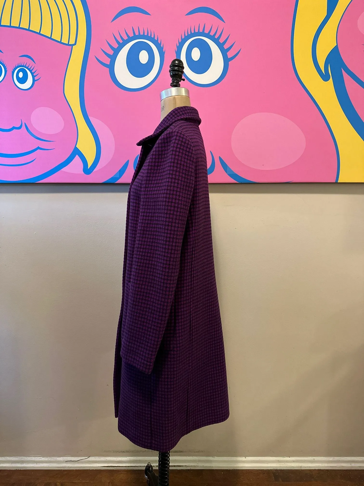 Balenciaga Size 40 Purple & Black Wool  Coat