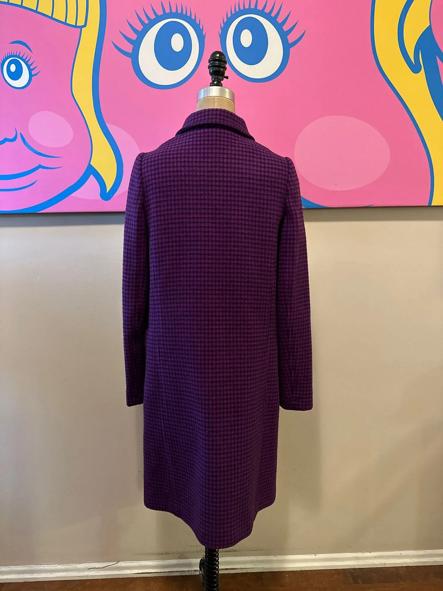 Balenciaga Size 40 Purple & Black Wool  Coat