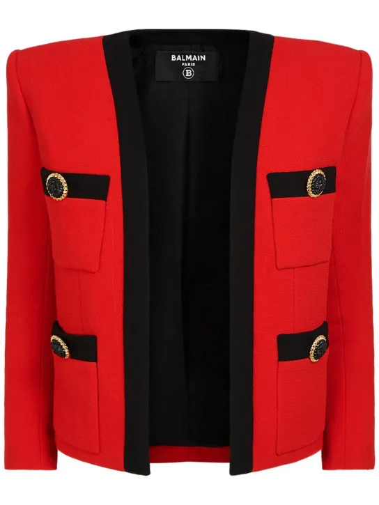 Balmain   Shawl collar double wool crepe jacket 