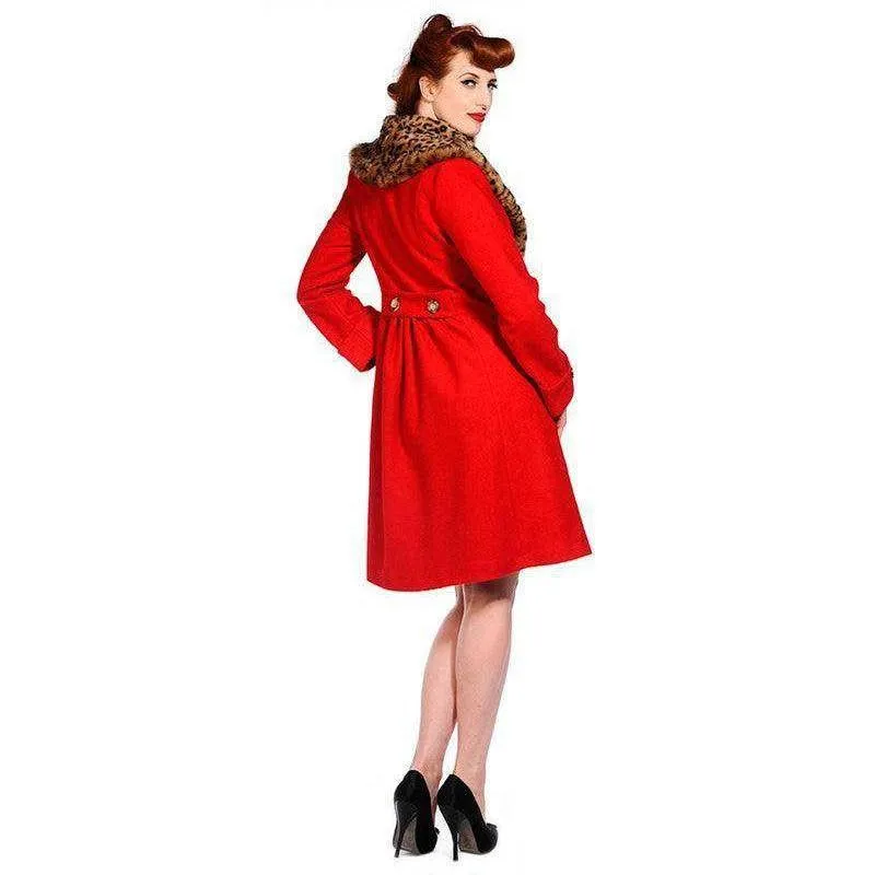 Banned UK Winter Coat Leopard Red