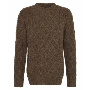 Barbour Stowford Cable Lambswool Knit Crew Neck Mens Jumper - Olive Mix