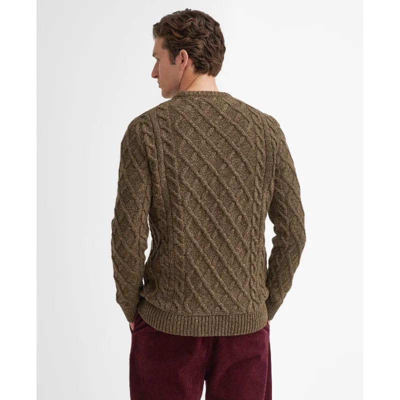 Barbour Stowford Cable Lambswool Knit Crew Neck Mens Jumper - Olive Mix