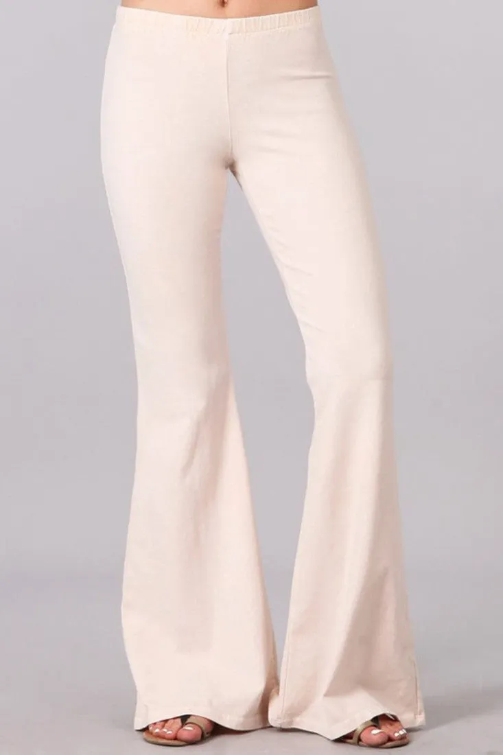 Bell Bottoms Yoga Stretch Pants Denim Nude Cream