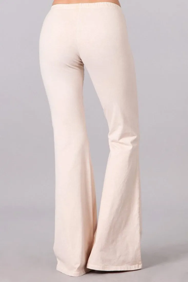 Bell Bottoms Yoga Stretch Pants Denim Nude Cream