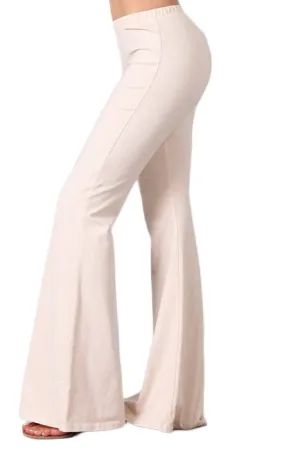 Bell Bottoms Yoga Stretch Pants Denim Nude Cream