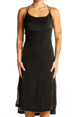 Black Elegant Midi Slip Dress