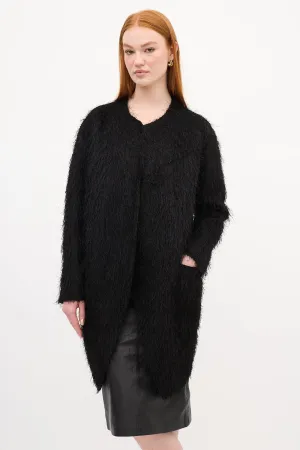 Black Fringe Wool Coat