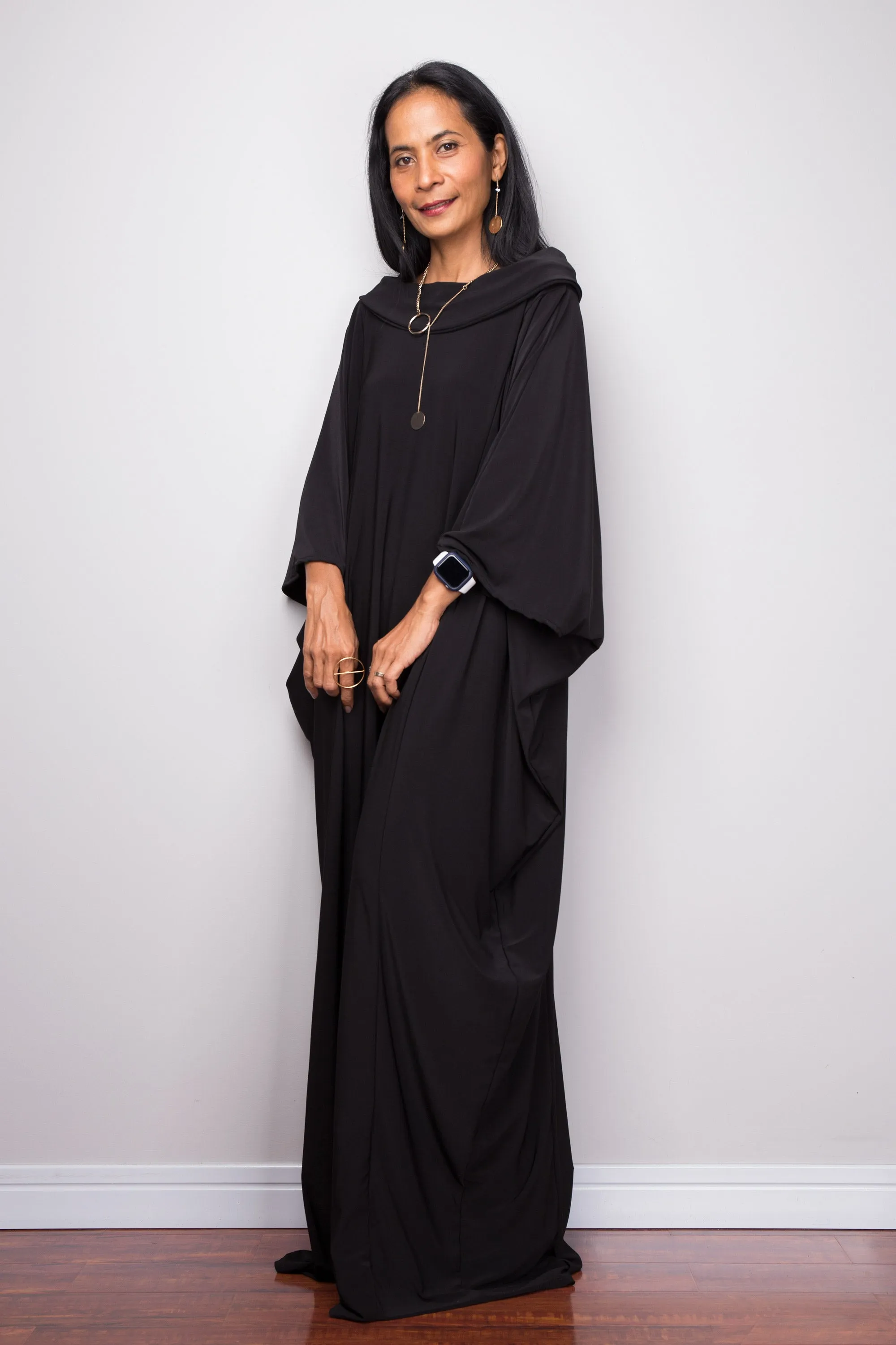 Black Modest Kaftan Dress