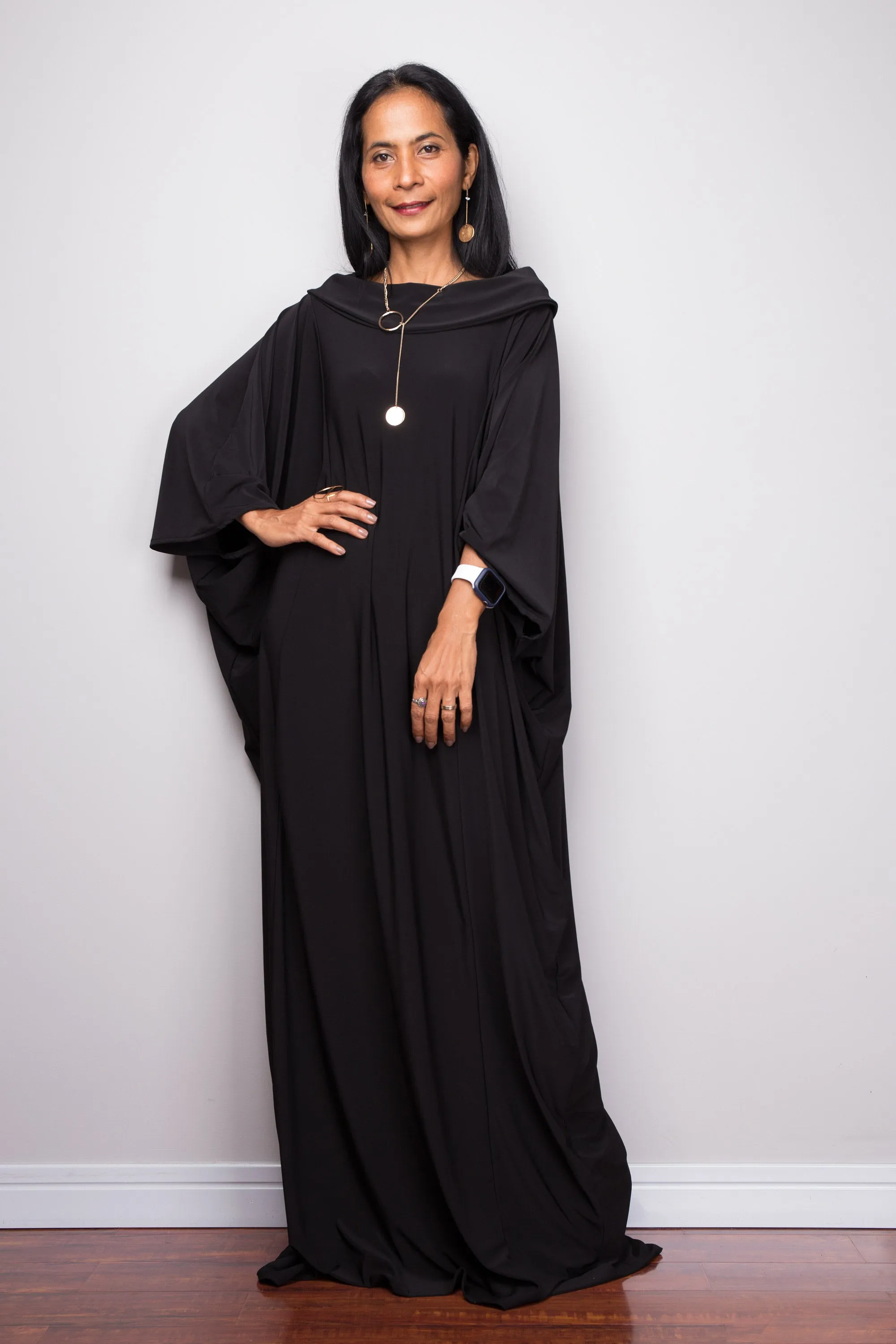 Black Modest Kaftan Dress