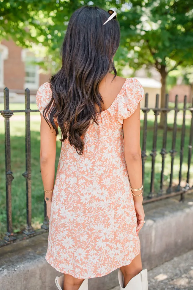 Blossoms Of Belief Apricot Floral Babydoll Dress