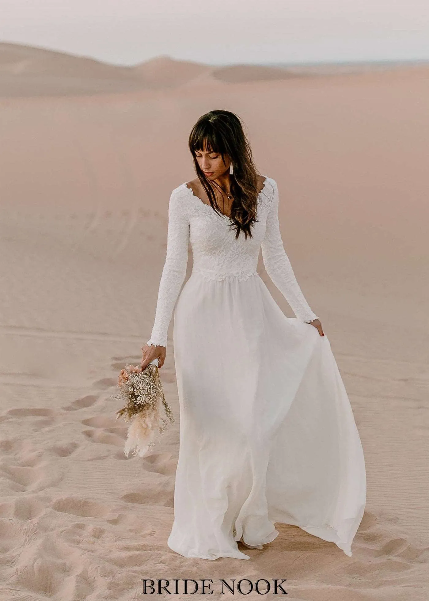 Boho Wedding Dresses | lace sleeve wedding dress | Bride Nook