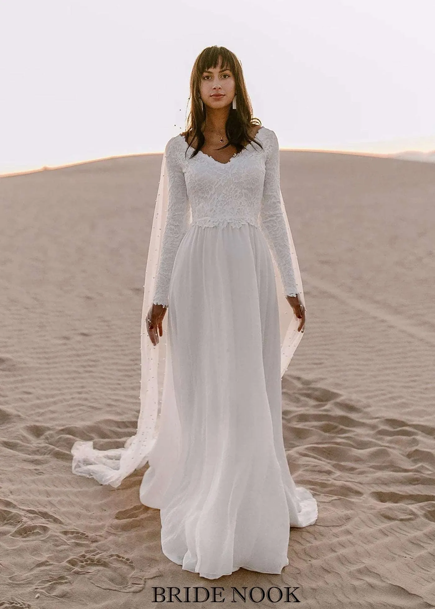 Boho Wedding Dresses | lace sleeve wedding dress | Bride Nook