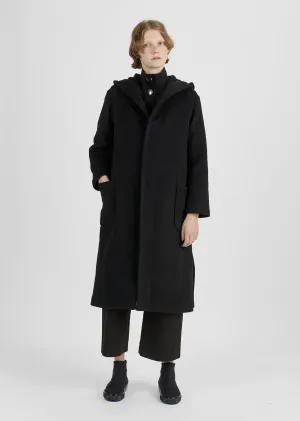 Bonded Wool Hooded Coat