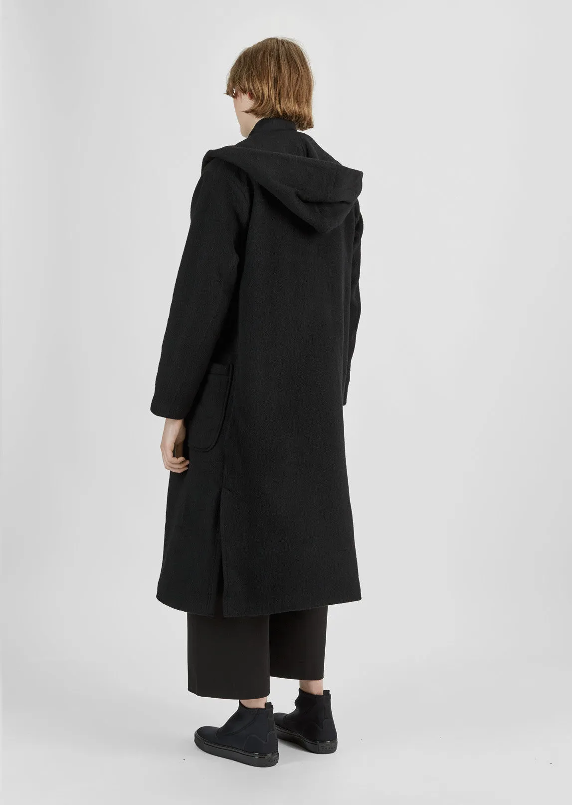 Bonded Wool Hooded Coat