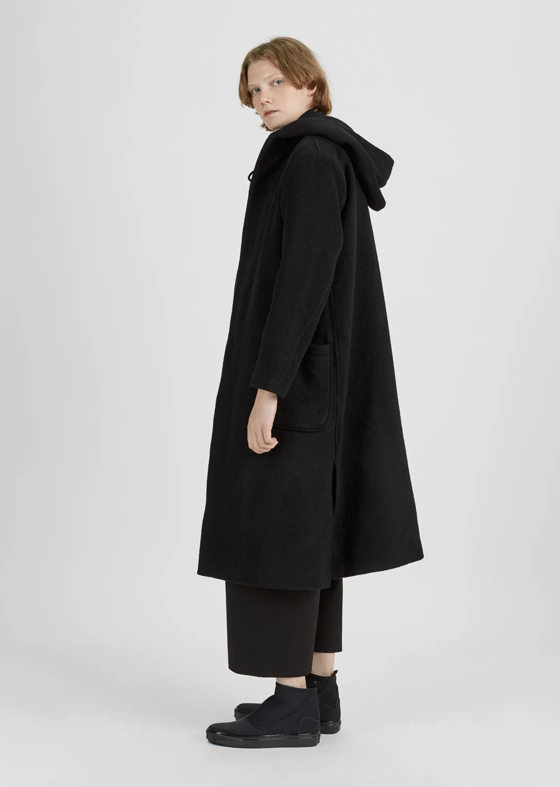 Bonded Wool Hooded Coat