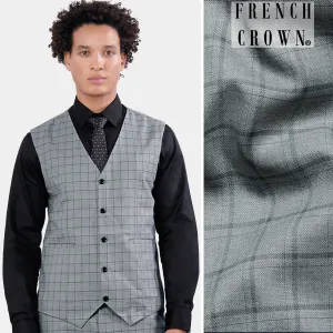 Boulder Gray Checkered Wool Rich Waistcoat