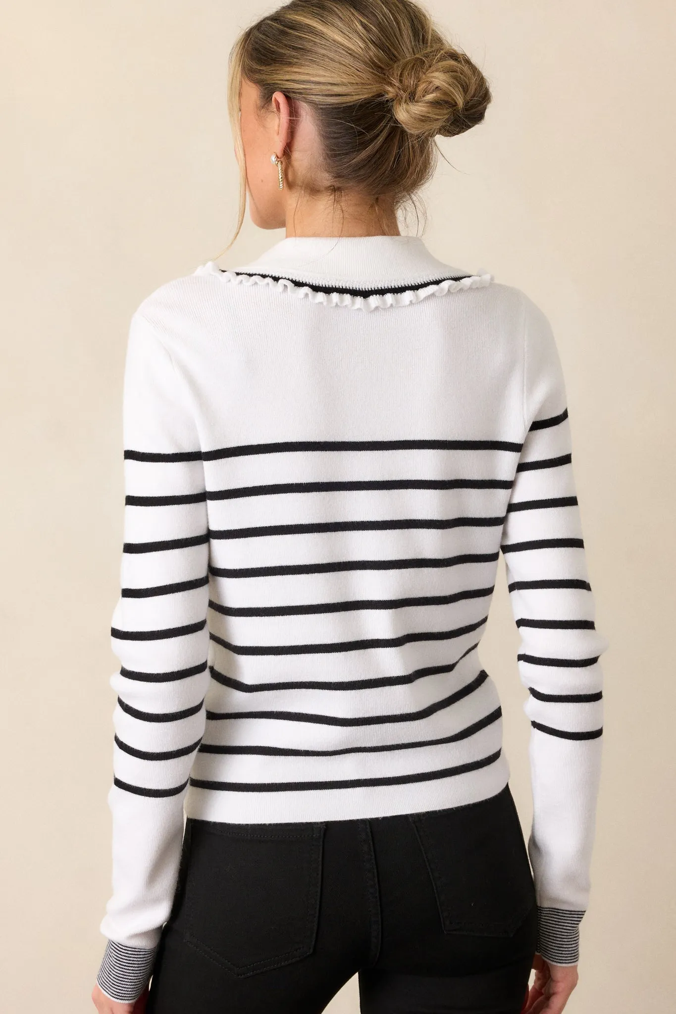 Breathe In White & Black Stripe Cardigan