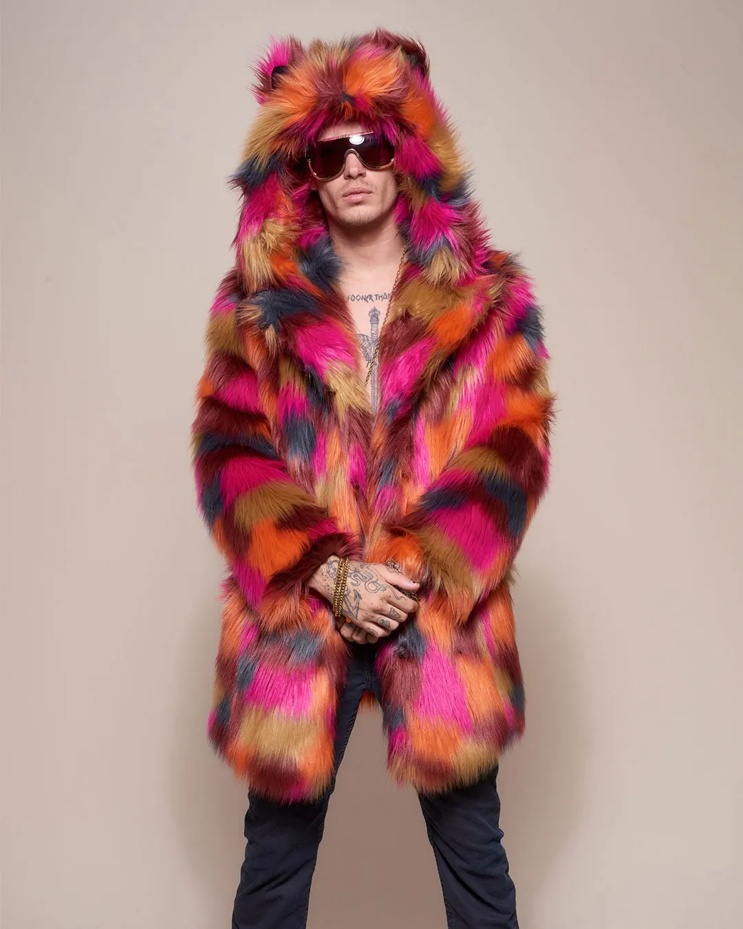 Calico Leopard Classic Faux Fur Coat | Men's