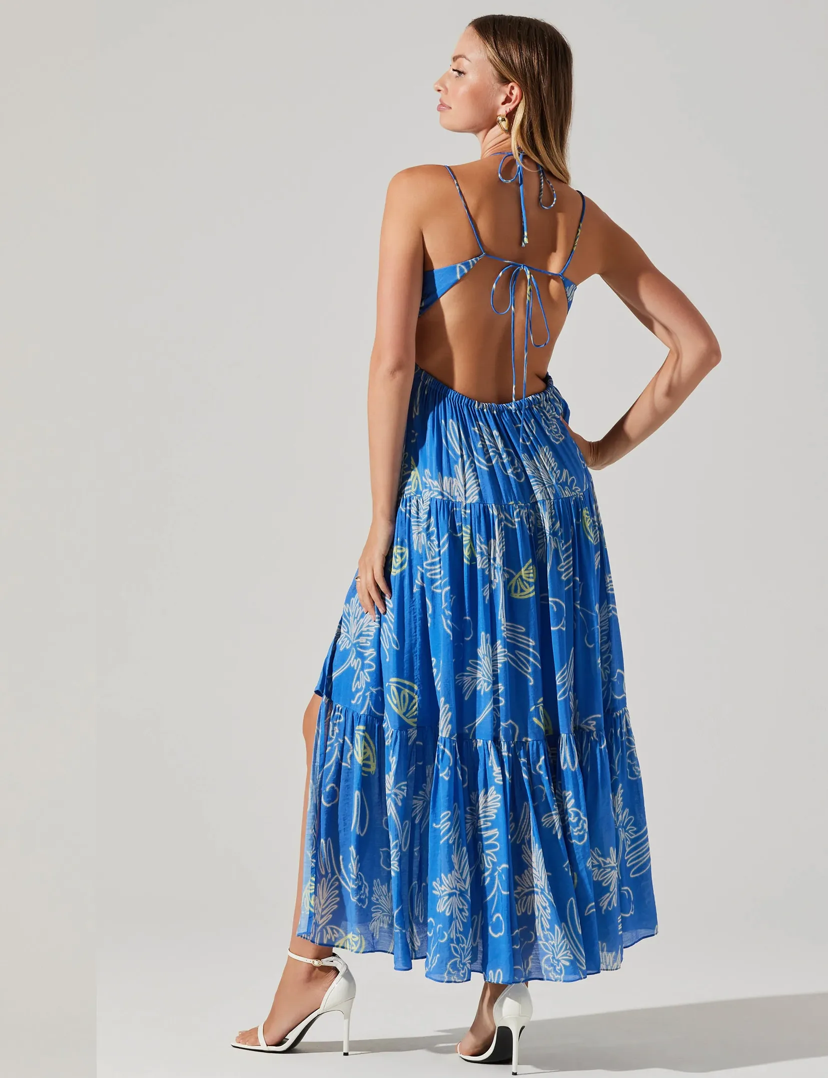 Cassini Tiered Maxi Dress, Blue Lemon