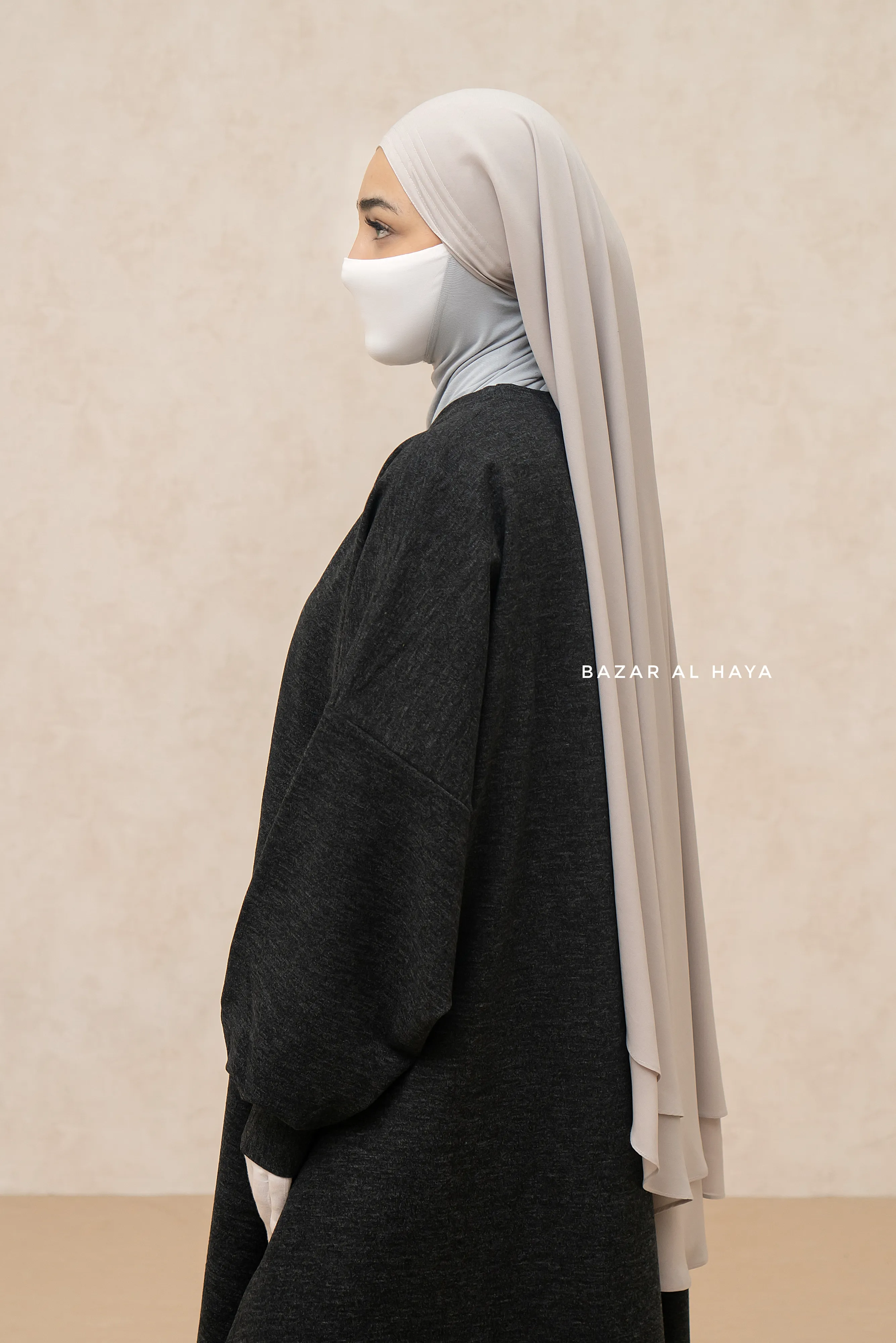 Charcoal Basimah Classic Design Warm Abaya Coat - Premium Wool