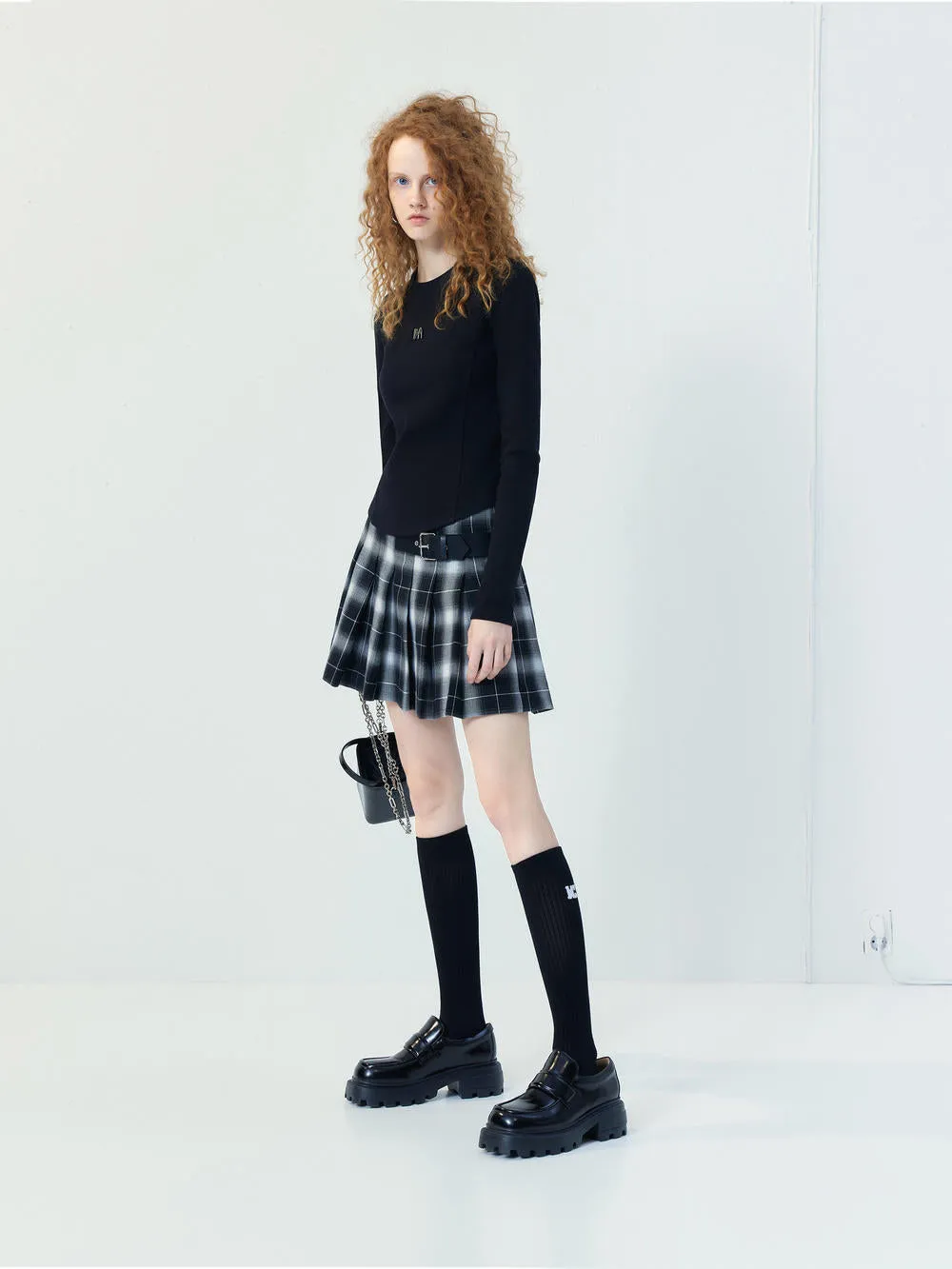 Checkered Pleated Skirt