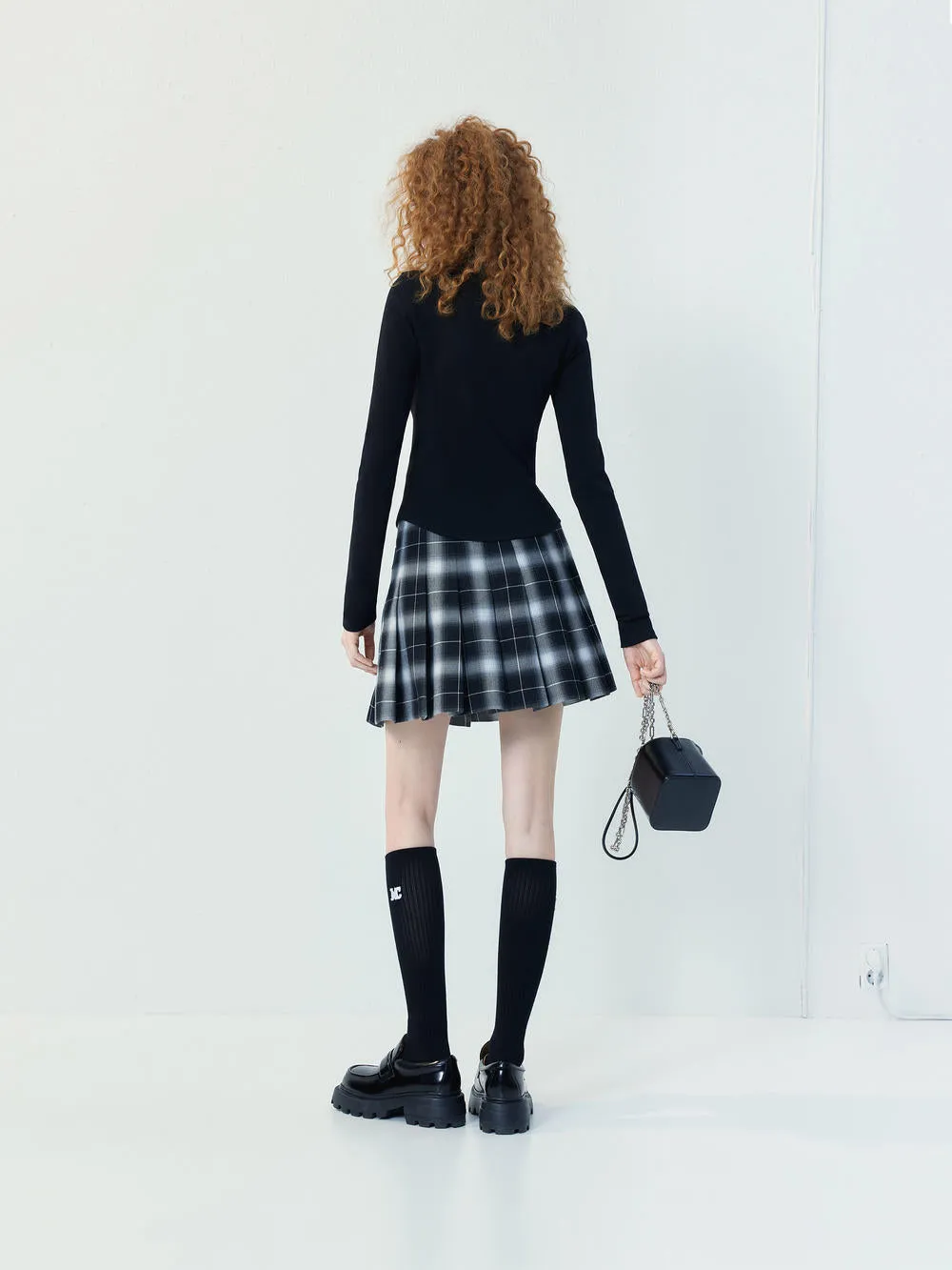 Checkered Pleated Skirt