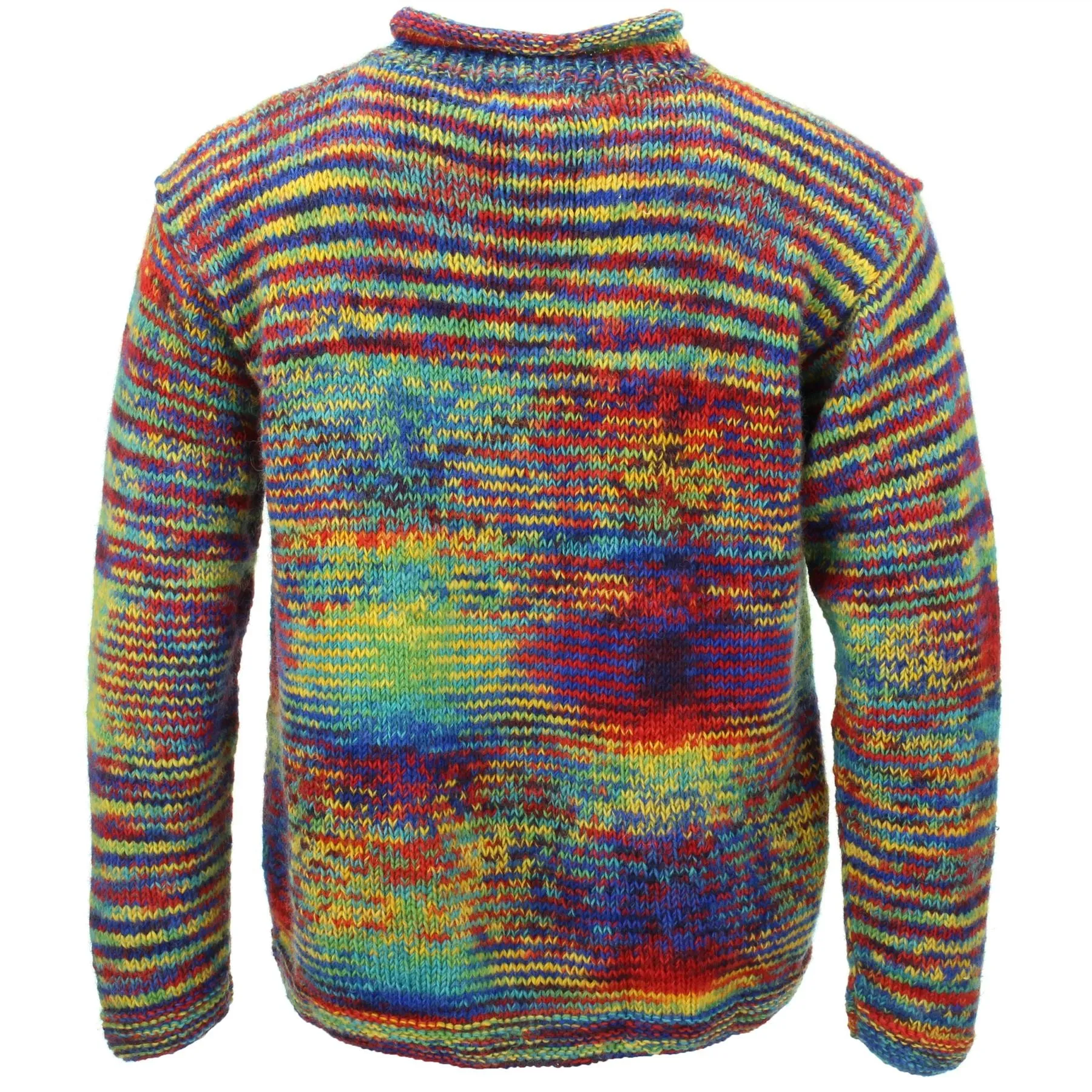 Chunky Wool Knit Star Jumper - Rainbow Space Dye & Black