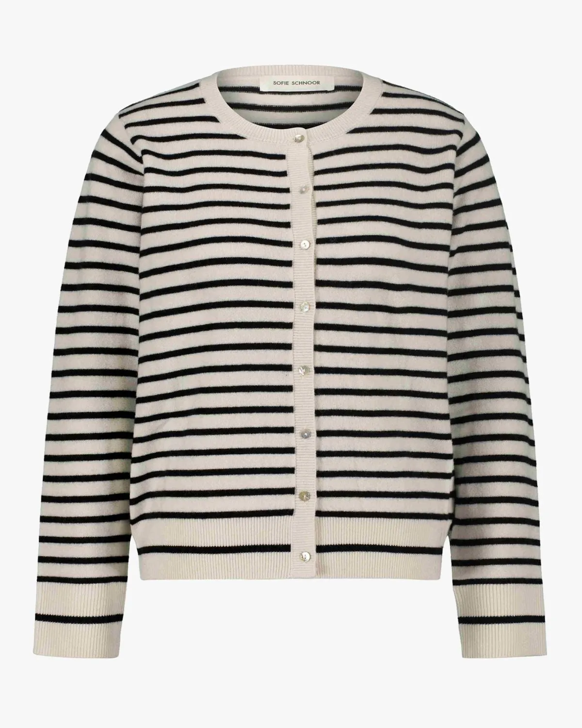 CISSESW STRIPE CARDIGAN - Black Off white