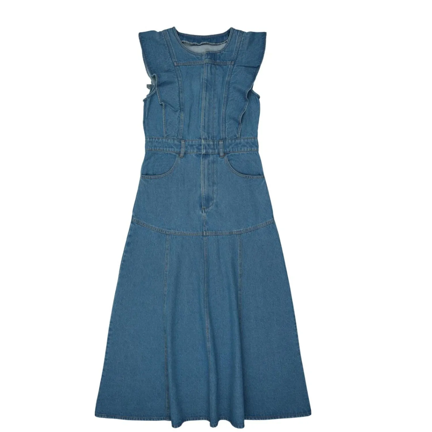 Coco Blanc Blue Denim Maxi Zipper Jumper