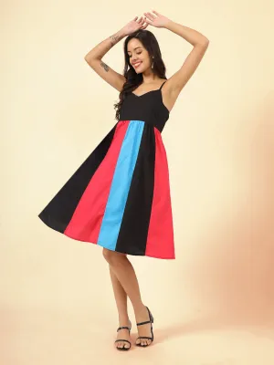 Colourblocked Fit & Flare Dress